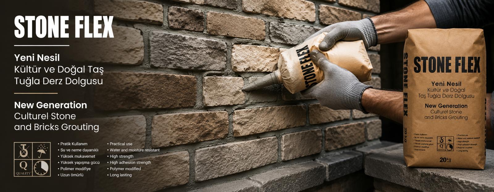 Stone Flex stone and brick adhesive and joint filler products