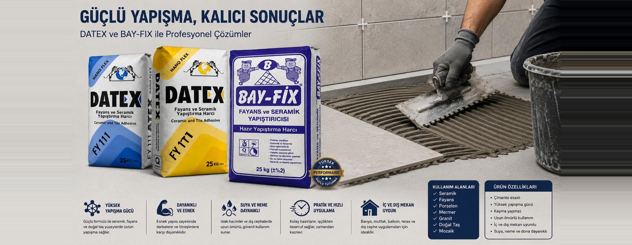 Datex and Bay-Fix ceramic and tile adhesive mortars